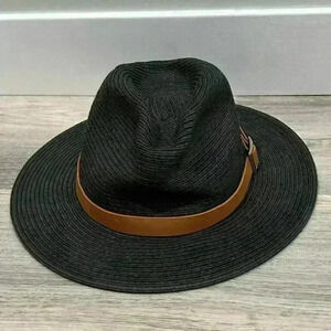 Unisex Straw Panama Hat Wide Brim Fedora Women’s Men’s Sun Black/Brown One Size